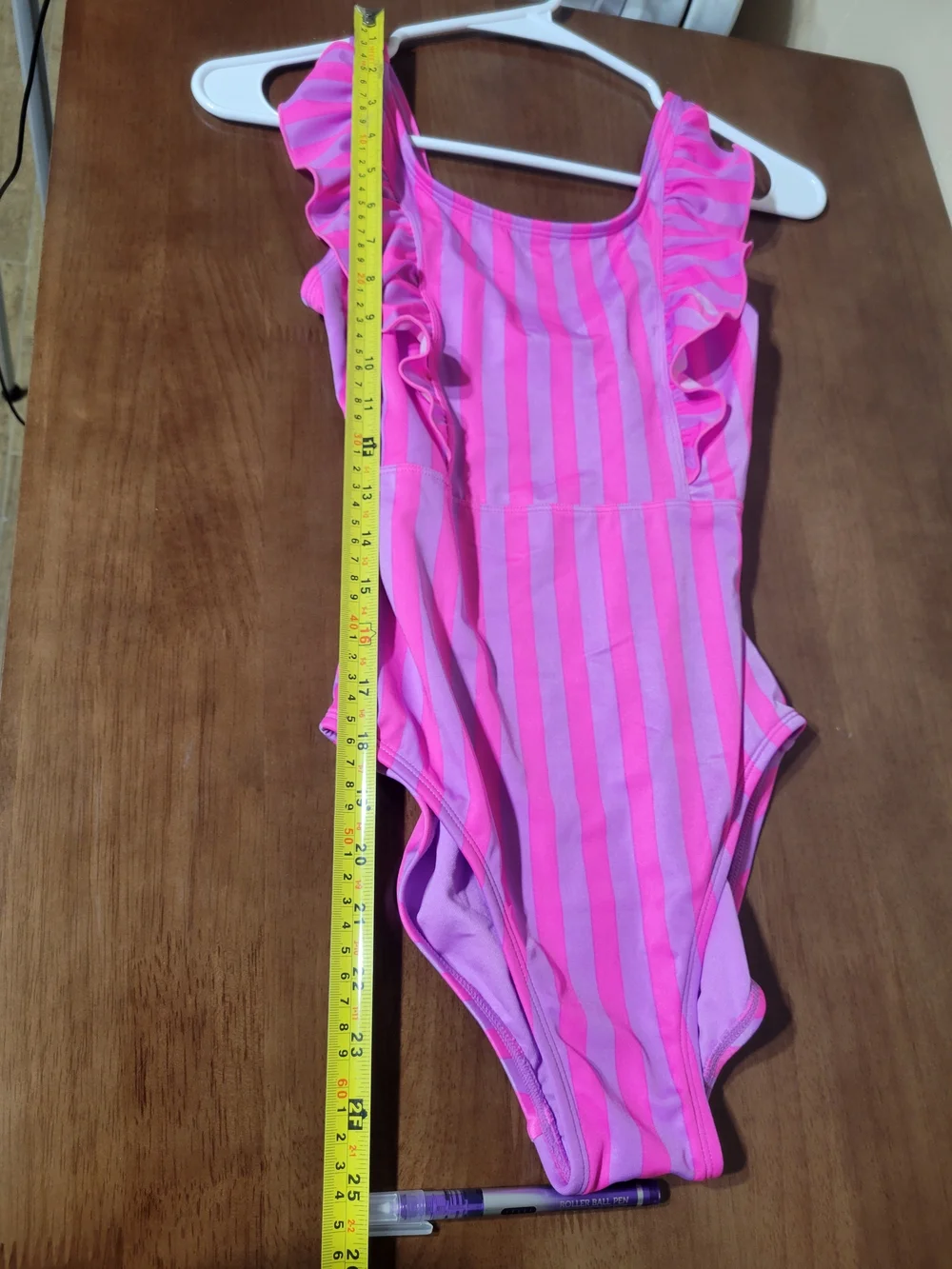 Cat & Jack Teenegers' Hot Pink & Light Pink Striped Ruffle Swimsuit